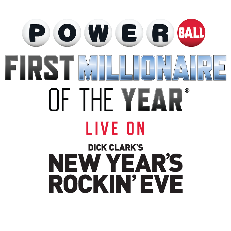 Logo reading: "Powerball First Millionaire of the Year Live on Dick Clark's New Year's Rockin' Eve"