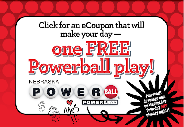 Click for an eCoupon that will make your day. One free powerball play!